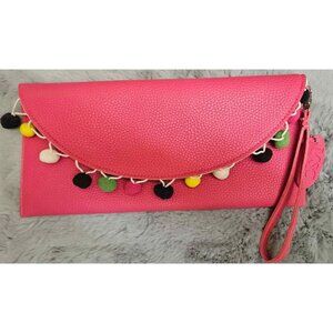 Mainstreet Collection | Pink Pom Pom Vegan Leather Clutch NWTNWT (new with tag)